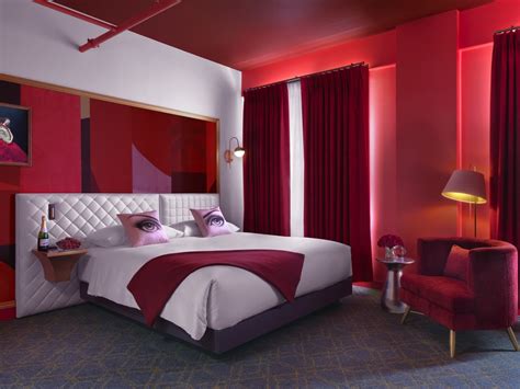 red hotel room.